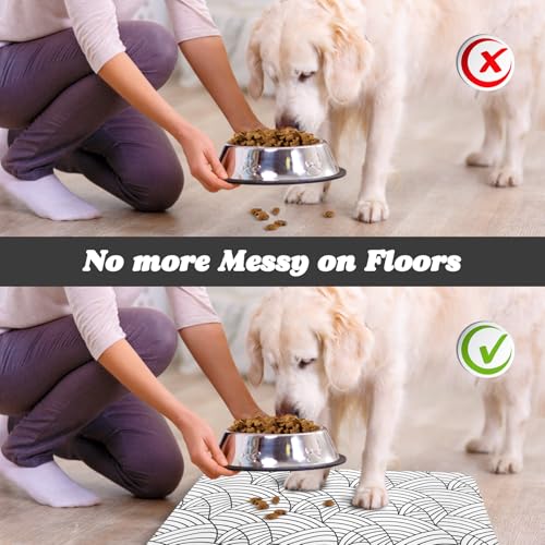 Bohemia Waterproof Pet Feeding Mats - Dog Cat Bowl Mats, 12 * 20 inch - color: White, size: 20"L x 12"W