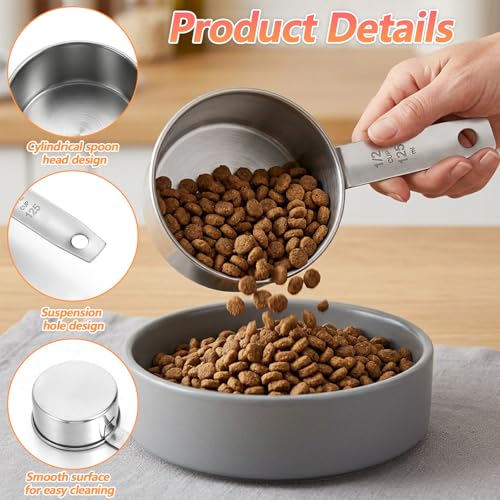 2PCS Half Cup Scoop,Stainless Steel Dog Measuring Food Cup, 125ml Half Cups Measuring Cups, for Feeding Pet, Wet and Dry Ingredients, Dishwasher Safe