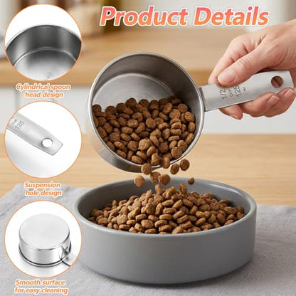 2PCS Half Cup Scoop,Stainless Steel Dog Measuring Food Cup, 125ml Half Cups Measuring Cups, for Feeding Pet, Wet and Dry Ingredients, Dishwasher Safe