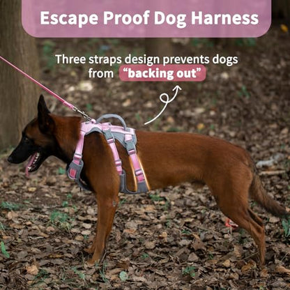Huntboo Reflective Dog Harness with Handle, Escape Proof, No Slip, Breathable, Lightweight, Adjustable Lift Harness for Small, Medium, and Large Dogs Walking, Training, and Running Gear(Light Pink,M) - color: Light Pink, size: Medium (Pack of 1)