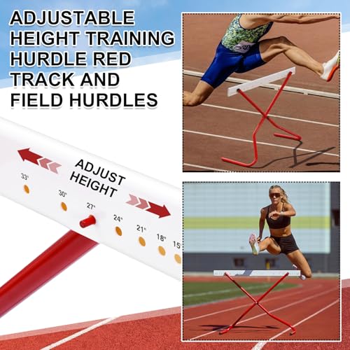 Jenaai 2 Set Adjustable Height Hurdles Training Equipment, Sports Track and Field Equipment, Portable Adjustable Hurdles, Practice Training from 6 to 42 Inch, Including Ropes to Secure