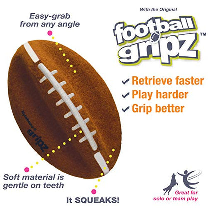 Nylabone Power Play Felt Football Gripz Fetch Toy, Squeaky Ball Chew Toy for Dogs, Medium (1 Count) (Pack of 4) - size: Medium (Pack of 4)