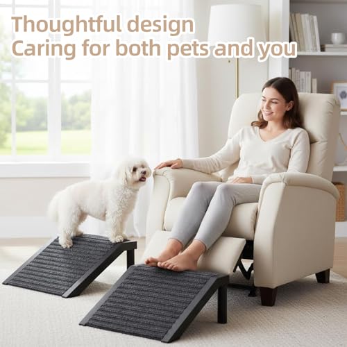 Dog Ramp for Stairs – Non-Slip Pet Steps with Locked-in Carpet & Iron Frame, Helps Senior Dogs & Small Breeds Climb Safely (2-Pack) - size: 2-Pack