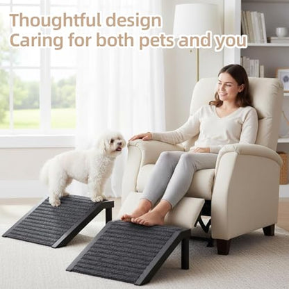 Dog Ramp for Stairs – Non-Slip Pet Steps with Locked-in Carpet & Iron Frame, Helps Senior Dogs & Small Breeds Climb Safely (2-Pack) - size: 2-Pack
