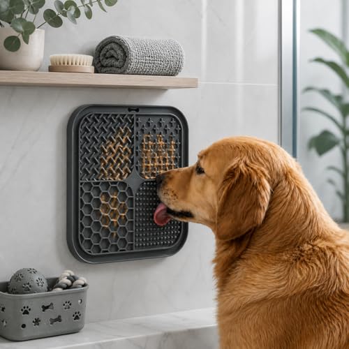 Dog Slow Feeder Pad with Suction Cups for Dogs & Cats, Silicone Feeding Mat for Bath Grooming, Anxiety Relief, Dishwasher Safe (4, Pastel Mix) - color: Pastel Mix