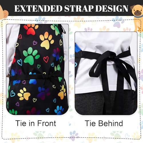 Dog Grooming Waterproof Apron with 2 Pockets, Cute Animals Puppy Dog Pets Apron - style: Gradient Heart Dog Paw