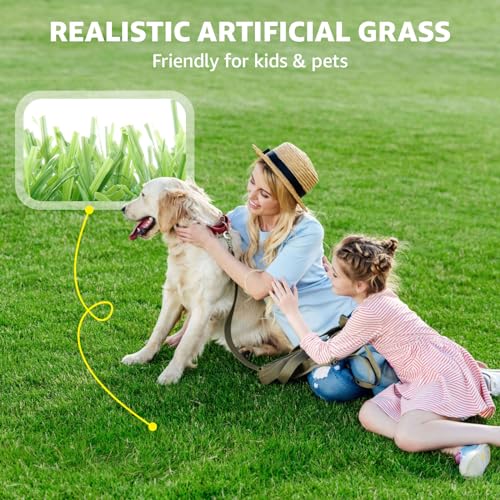 LOOBANI Synthetic Artificial Turf Roll, Artificial Grass for Dog Potty with Drainage Holes, Fake Grass Rug for Garden Landscape Balcony Patio Backyard Decoration, 4 Feet x 6 Feet - size: 4 Feet x 6 Feet