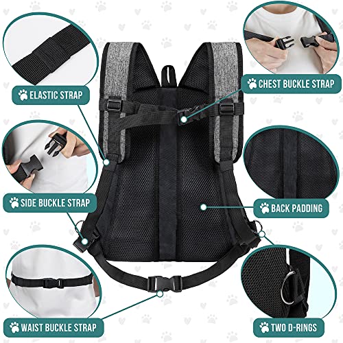 PetAmi Dog Front Carrier Backpack, Adjustable Dog Pet Cat Chest Carrier Backpack, Ventilated Dog Carrier for Hiking Camping Travel, Small Medium Puppy Large Cat Carrying Bag, Max 15 lbs, Gray - color: Gray, size: Large (15.5x9x18)