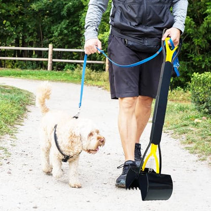 ienjoyed 32“ Tall Pooper Scooper, Large Pooper Scooper for Dogs Heavy Duty, Dog Pooper Scooper with Long Handle & High Strength Durable Spring, Foldable Dog Poop Pick Up, Yellow - size: 32-inch(Yellow)
