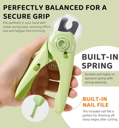 Pet Nail Clipper with Light for Cats & Small Dogs Puppies, Ultra Bright LED to Illuminate Nail Bloodline to Avoid Over Cutting, Extra-Sharp and Durable Cat Claw Trimmer with Nail File (Green) - color: Green