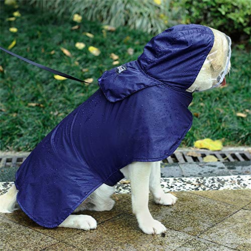 Pet Raincoat Packable Hooded Dog Rain Jacket Reflective Strips Lightweight Adjustable Poncho for Small Medium Large Dogs Blue XS