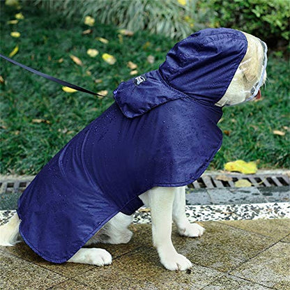 Pet Raincoat Packable Hooded Dog Rain Jacket Reflective Strips Lightweight Adjustable Poncho for Small Medium Large Dogs Blue XS