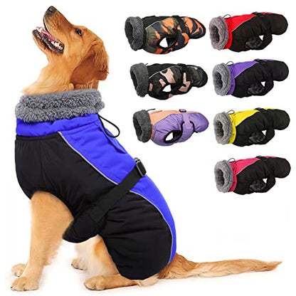 IECOii Extra Warm Dog Coat - Reflective, Adjustable Winter Jacket with Buckle & Fleece Turtleneck for Small, Medium & Large Dogs - color: Blue, size: Small(Chest:12.6-16.5 in)