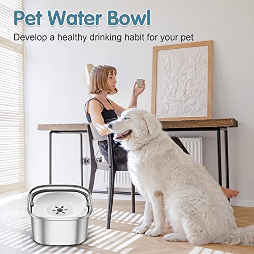 UPSKY 3L Dog Water Bowl 101oz Stainless Steel No Spill Large Capacity Dog Food Water Bowl Slow Water Feeder, Spill Proof Pet Water Dispenser Vehicle Carried Travel Water Bowls - color: J-White