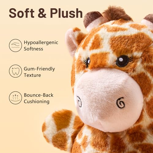 Soft Plush Giraffe Dog Toy for Small & Medium Dogs and Puppies – Dual Squeaker, Crinkle Comfort Toy for Gentle Chewers - style: Giraffe