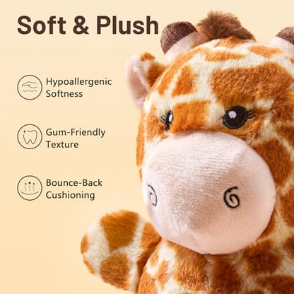 Soft Plush Giraffe Dog Toy for Small & Medium Dogs and Puppies – Dual Squeaker, Crinkle Comfort Toy for Gentle Chewers - style: Giraffe