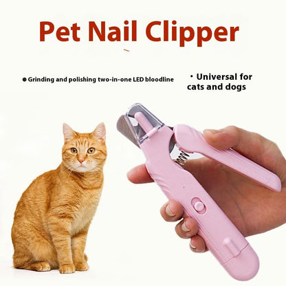 USB Pet Nail Clipper with LED Light – 2-in-1 Electric Grinder & Scissors, Rechargeable Trimmer for Dogs & Cats, 60°Angle Blade, Low-Noise Motor, Blood-Line Illuminator, 94 g Lightweight