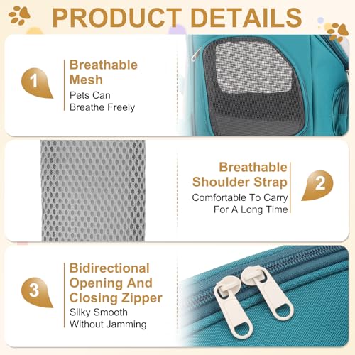 Pet Backpack Carrier, Portable and Ventilated, Oxford Cloth, Dog Cat Travel Bag with Transparent Cover 13.78", (Light Blue, 1 Pcs), Intended for Hiking/Camping/Traveling - color: Light Blue
