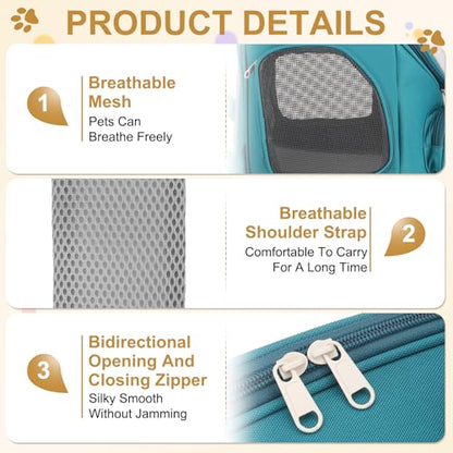 Pet Backpack Carrier, Portable and Ventilated, Oxford Cloth, Dog Cat Travel Bag with Transparent Cover 13.78", (Light Blue, 1 Pcs), Intended for Hiking/Camping/Traveling - color: Light Blue