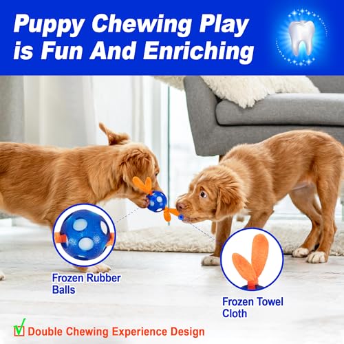 ADDPETS 4 Pack Frozen Puppy Toys to Keep Them Busy to Relieve Teething Pain,Chew Toys for Puppies 0-6 Months Relieve Teething Itch, Puppy Teething Rings to Release Excess Energy