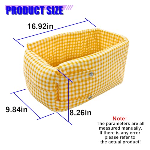 Craedli Center Console Dog Car Seat, Removable Car Armrest Box Pet Booster Seat with Safety Leash & Cushion, Washable Auto Interior Dog Carseat for Small Pets, Fit Most Cars (Yellow) - color: Yellow