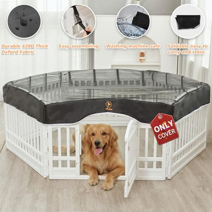 PJYuCien Dog Playpen Mesh Top Cover, Fits 36 Inch 6 Panels Regular Hexagonal Plastic Exercise Pet Pen, Telescopic Buckles Connections, Black (Note: Only Cover, Fence Not Included) - style: Black Cover, 36"Width, Black ( Elastic Buckles Connections )