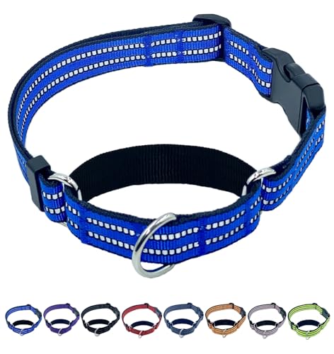 Martingale Dog Collars with Quick Release Buckle, Heavy Duty Nylon Reflective Dog Collar, NO Pull Walking Training Collar for Large, Medium, Small Dogs (Blue, Extra Small) - color: Blue, size: Extra Small