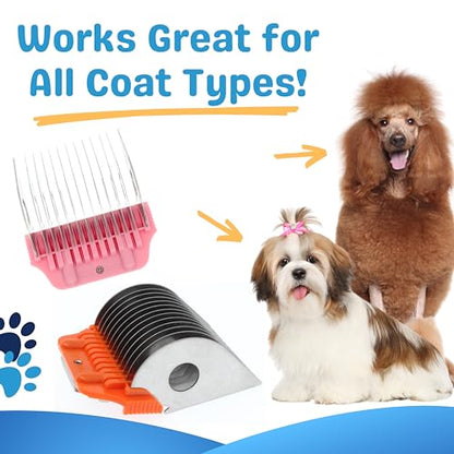 10Pcs Wide Guard Combs Dog Grooming (3mm 6mm 10mm 13mm 16mm 19mm 22mm 25mm 32mm and 38mm) | Wide Clipper Guard Attachment Set Fits for A5 Series Clipper| Wide Clipper Comb Set (WIDE COMB10SET) - color: 10Pcs Set(3mm to 38mm)