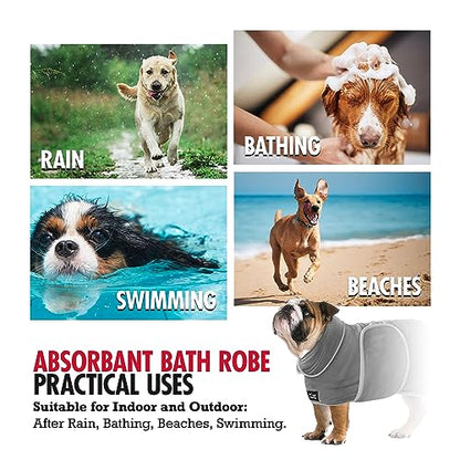 Tuff Pupper XXX-Large Fast Drying Bath Robe & Quick Dry Towel for Dogs | Ultra Absorbent Microfiber Shammy | Gray