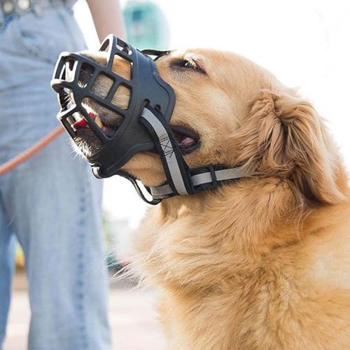 Soft Basket Rubber Dog Muzzle,Dog can Pant and Drink,Breathable Adjustable Muzzle to Prevent Biting and Chewing,Humane Cage Mouth Cover,Perfect for Grooming and Training Aggressive Dog (Black, 2#S) - size: S
