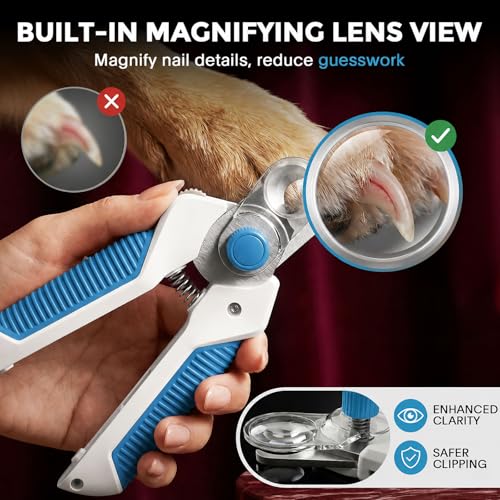 Dog Nail Clippers with Light, Cat Nail Clipper with Safety Guard Reveals Quick, Stainless Steel Blades Nail Clippers for Daily Pet Grooming Tool, Pet Nail Trimmer Ideal for Small, Medium & Large Pets - color: Blue