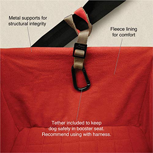 Kurgo Dog Booster Seat - Keeps Dogs Secure & Comfortable - Waterproof Exterior - Removable Washable Liner - Dog Car Seat with Harness Strap - Collapsible - Heather Style - Khaki - color: Heather Khaki, style: Original Packaging
