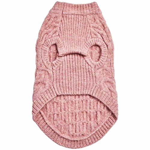 Blueberry Pet Classic Knit Dog Sweater, Pullover Crew-Neck Christmas Style in Pink, Back Length 14”, Cozy Winter Wear - color: Rainbow Pink, Crew-neck, size: 14 inch