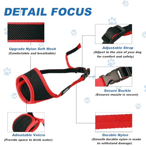Nylon Dog Muzzle, 8-Black-Red-S