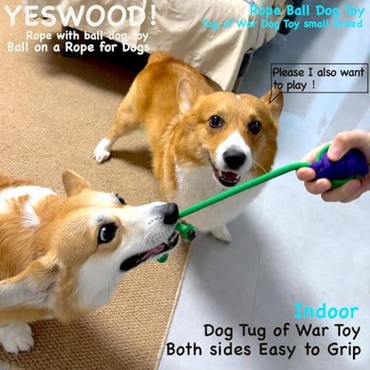 YESWOOD! Tug of War Dog Toy Small Breed,Dog Rope Ball with Two Loop Handles,4-Pack Rope with Ball Attached for Small and Medium Breed 0-80 Pounds,Puppy Interactive Toy