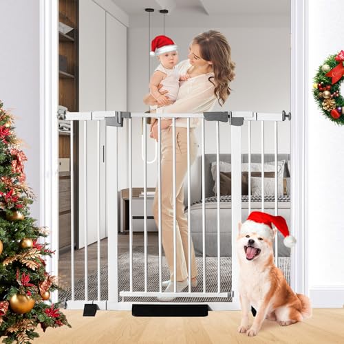 Rgqphantom 41" Tall Safety Pet Gate,Adjustable 30.5"-48" Wide,No Drilling Pressure Mount Kit,Auto Close Cat Gate Suitable for Stairs,Doorways,White (30.5"-48" W) - color: White, size: 30.5"-48" W