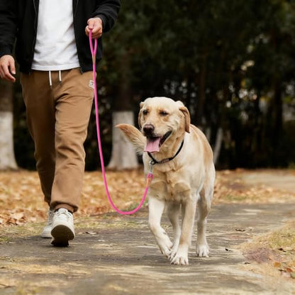 Mile High Life Dog Leash, Rope Leash with Genuine Leather Connection and Heavy Duty Metal Clasp, Great for Small Medium Large Dogs(Hot Pink,48 Inch) - color: Rope Handle-Hot Pink, size: 48 Inch-1/2"