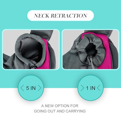 Pet Dog Sling Carrier, Breathable Mesh Adjustable Puppy Sling Carrier Hand Free for Small Dog Cat, M, Rose - color: Rose, size: 13.0"L x 9.1"W x 2.0"H