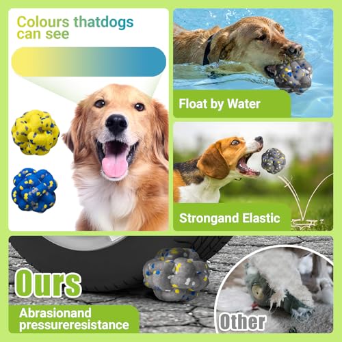 Moonorange Upgrade Dog Balls Interactive Toys for Aggressive Chewers, Indestructible Tennis Durable Bouncy for Fetch Game, Lightweight Floating, Grey - color: Grey-Yarnball