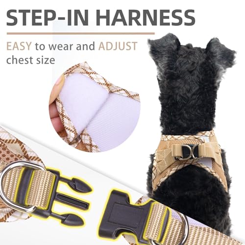 PUPTECK Dog Harness and Leash Set for Small Medium Dogs No Pull Step-in Soft Mesh Puppy Cat Vest Harnesses Reflective at Night, Beige M - color: #1 Beige(Basic Mesh), size: M(CHEST 16"-18", 11-18 lbs)