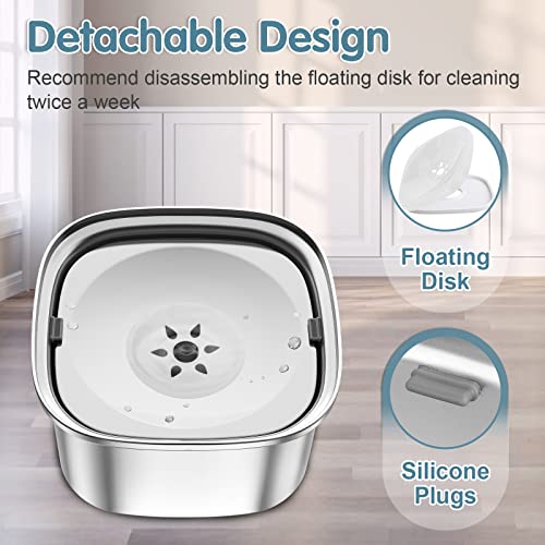 UPSKY 3L Dog Water Bowl 101oz Stainless Steel No Spill Large Capacity Dog Food Water Bowl Slow Water Feeder, Spill Proof Pet Water Dispenser Vehicle Carried Travel Water Bowls - color: J-White
