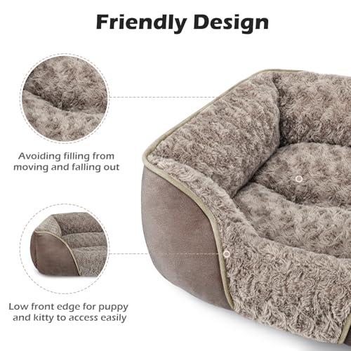INVENHO Medium Dog Bed Rectangle Washable Orthopedic Soft Calming Sleeping Durable Pet Cuddler with Anti-Slip Bottom - color: Dark Brown, size: M(25"x 21"x 8")