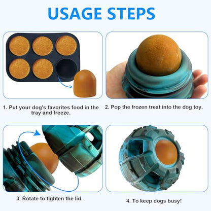 Yipetor Frozen Treat Dispensing Dog Toy - Large Chew Toy, Freezable Fillable Rubber, Reduces Anxiety, Easy to Clean, Interactive Puzzle (Large) - color: Classic Blue, size: Large