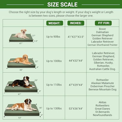 Vonabem Outdoor Dog Bed Waterproof Washable, XXL Crate Pad 48 Inch, Wipeable Leather Pet Beds with Removable Cover Reversible, Durable Anti-Slip Kennel Pads 47"x29" Green - color: Green, size: XXL(47x29x4)