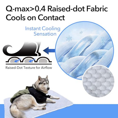 Dog Cooling Mat 60"x40" for Giant Dogs, XL | Q-Max>0.4 Ice-Silk, Waterproof Non-Slip, Machine Washable, Great Danes & Mastiffs, Crate Indoor Outdoor Travel - size: Extra Large 60"x40"