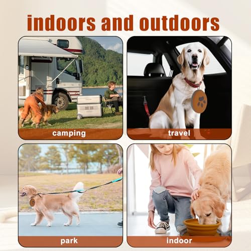 Collapsible Dog Bowl 2-in-1 Travel Portable Silicone Carabiner,Green Brown - color: A-green brown