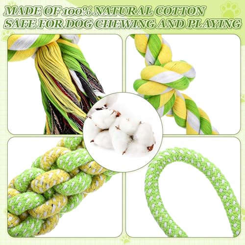 9 Pcs Dog Rope Toys with a 37.8" Heavy Duty Dental Rope Toy, Interactive Tough Chew Toys for Large Medium Aggressive Chewer, Tug of War and Fetch Toy for Teeth Cleaning, Stress Relief, Training - color: Green