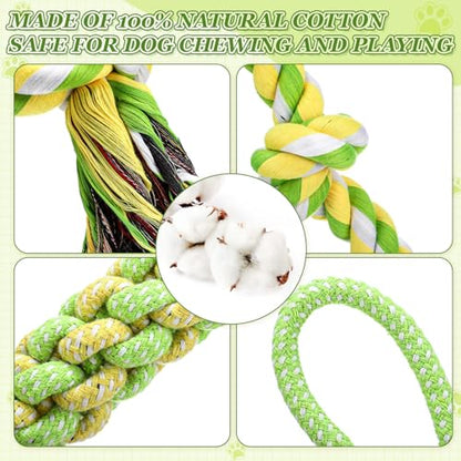9 Pcs Dog Rope Toys with a 37.8" Heavy Duty Dental Rope Toy, Interactive Tough Chew Toys for Large Medium Aggressive Chewer, Tug of War and Fetch Toy for Teeth Cleaning, Stress Relief, Training - color: Green