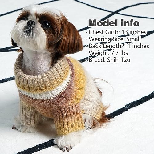 KYEESE Dog Sweater for Small Dogs Thick Cable Knit Dog Turtleneck Knitwear Warm with Sleeves Puppy Sweater Fuzzy, Brown, Small - color: 06# Brown, size: Small (6-9lbs)