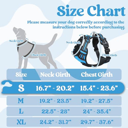 rabbitgoo Dog Harness Small Sized, No Pull Pet Harness with 3 Buckles, Adjustable Soft Padded Vest with Control Handle, Walking Reflective Pet Vest for Small Dogs, Sky Blue, S - color: Sky Blue, size: Small